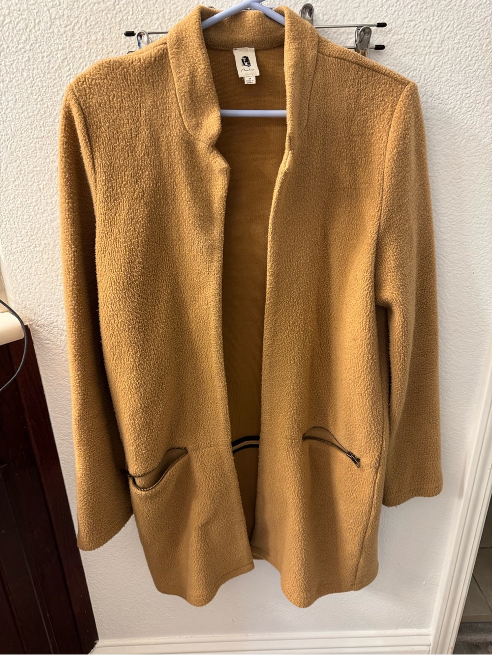 LAWLESS Open-Front Teddy Coat in Camel